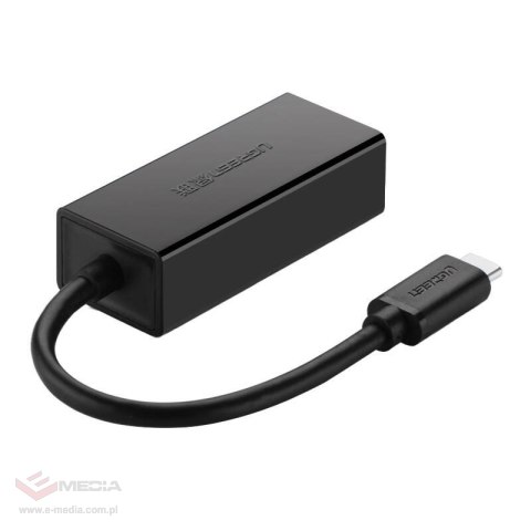 Adapter zewnętrzny Ethernet RJ45 do USB-C męski UGREEN 30287, 10/100 Mbps (czarny)