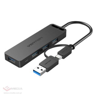 Hub 2 w 1 z interfejsem USB-C, 4 portami USB 3.0 oraz zasilaniem Vention CHTBB 0,15 m