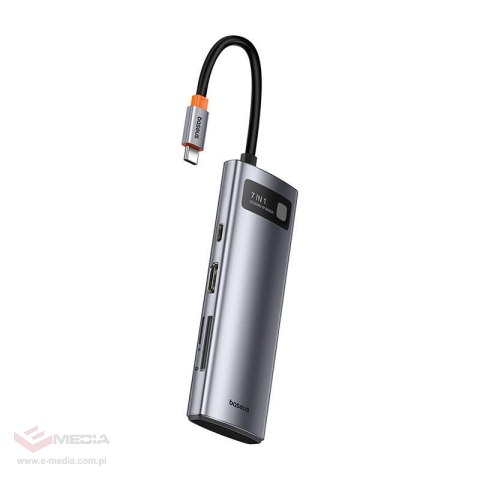 Hub 7w1 Baseus Gleam, USB-C do 1x HDMI4K 60Hz + 3x USB3.0 + 1x PD + 1x SD/TF (szary)