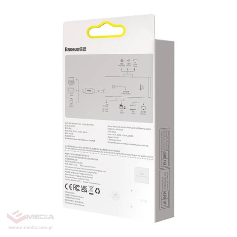 Hub Baseus OS Lite 6-Port (Typ-C do HDMI+USB3.0*2+PD+SD/TF) (czarny)