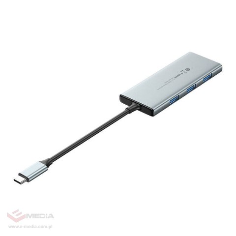 Hub USB-C do HDMI, 3x USB 3.0, SD, TF, PD Vention TOPHB 0,15m Szary