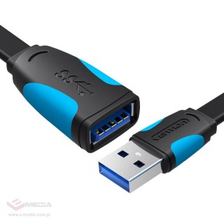 Płaski przedłużacz USB3.0 Vention VAS-A13-B100 1m Czarny