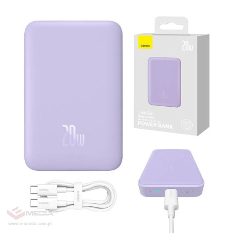 Powerbank magnetyczny Baseus Magnetic Mini 10000mAh, USB-C 20W MagSafe (fioletowy)