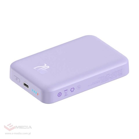 Powerbank magnetyczny Baseus Magnetic Mini 10000mAh, USB-C 20W MagSafe (fioletowy)