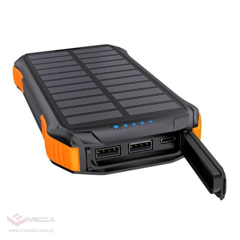 Powerbank solarny Choetech B658 2x USB 10000mAh Qi 5W (czarno-pomarańczowy)