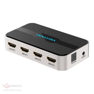 Przełącznik switcher 3 in 1 out HDMI Vention AFJH0 z separacją audio (szary)