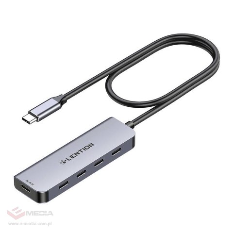 Hub 5w1 Lention USB-C do 4x USB-C 5Gbps + USB-C 5V-IN 15W (szary)