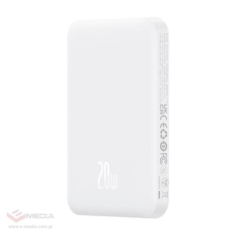 Magnetyczny mini powerbank Baseus 5000mAh, USB-C 20W (biały)