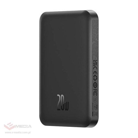 Magnetyczny mini powerbank Baseus 5000mAh, USB-C 20W (czarny)