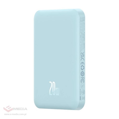 Magnetyczny mini powerbank Baseus 5000mAh, USB-C 20W (niebieski)