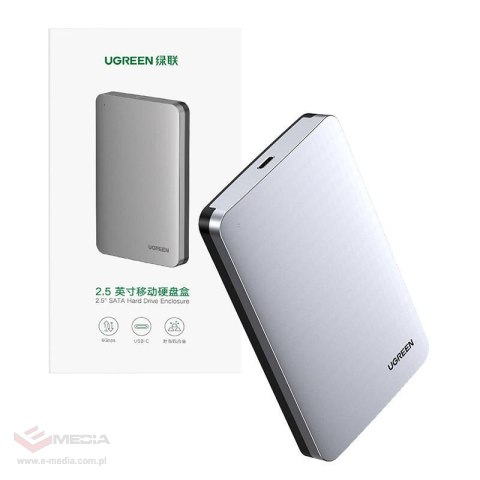 Obudowa dysku 2,5" SATA HDD / SSD Ugreen CM300, 6 Gbps, USB-C 3.1 Gen2 (szara)