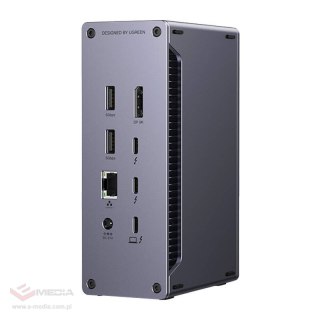 Stacja dokująca Ugreen U710, 2x Thunderbolt 4, DisplayPort 8K 30Hz, 4x USB, USB-C, RJ45, SD/TF, AUX, PD 90W (szara)