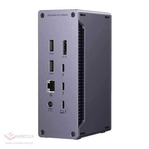 Stacja dokująca Ugreen U710, 2x Thunderbolt 4, DisplayPort 8K 30Hz, 4x USB, USB-C, RJ45, SD/TF, AUX, PD 90W (szara)