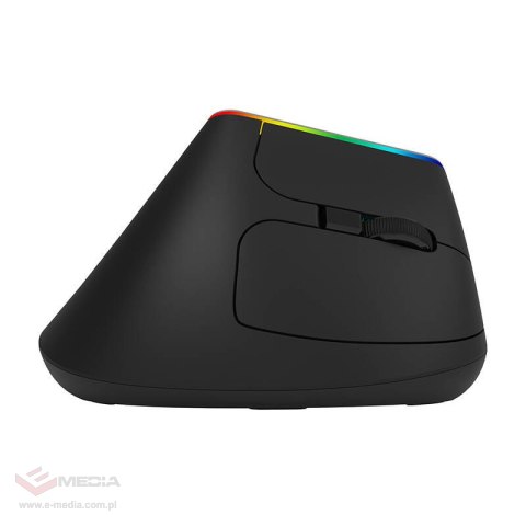 Bezprzewodowa mysz pionowa Delux M618C 2.4G 1600DPI RGB (czarna)