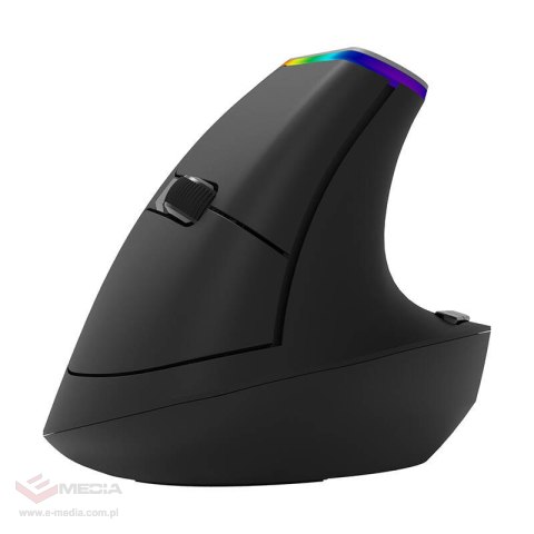 Bezprzewodowa mysz pionowa Delux M618C 2.4G 1600DPI RGB (czarna)