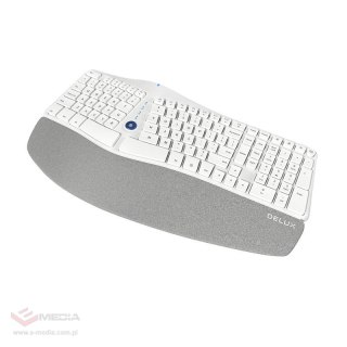 Ergonomiczna klawiatura bezprzewodowa Delux GM901D BT+2.4G (biała)