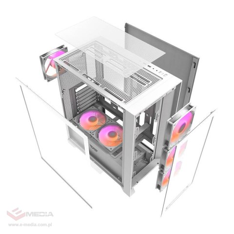 Obudowa komputerowa Darkflash DRX70 GLASS + 4 wentylatory RGB (biała)