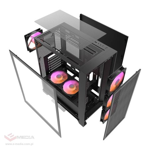 Obudowa komputerowa Darkflash DRX70 MESH + 4 wentylatory RGB (czarna)