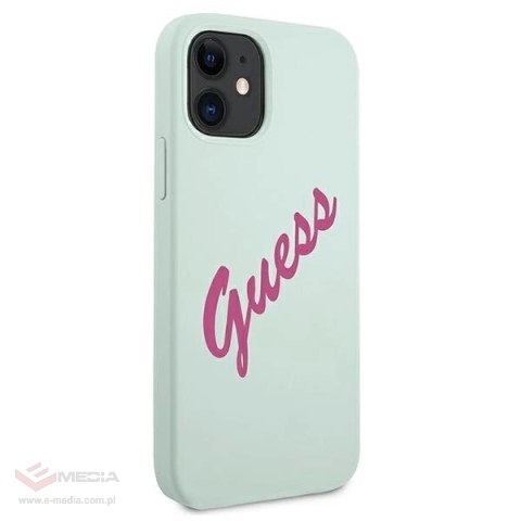 Etui Guess Silicone Vintage na iPhone 12 mini - niebiesko-różowe