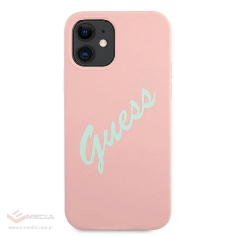 Etui Guess Silicone Vintage na iPhone 12 mini - różowo-zielone