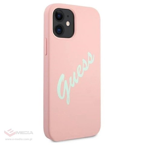 Etui Guess Silicone Vintage na iPhone 12 mini - różowo-zielone