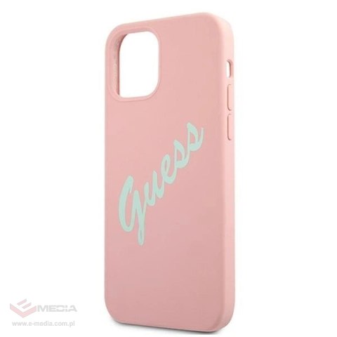 Etui Guess Silicone Vintage na iPhone 12 mini - różowo-zielone