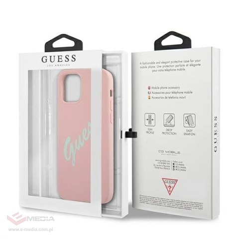 Etui Guess Silicone Vintage na iPhone 12 mini - różowo-zielone