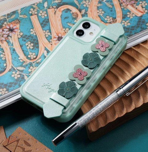 Kingxbar Sweet Series żelowe etui ozdobione oryginalnymi Kryształami Swarovskiego z podstawką iPhone 12 Pro Max czarny