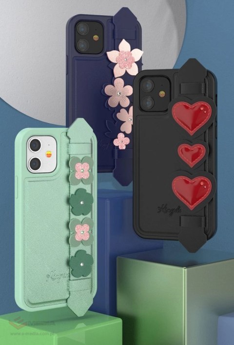 Kingxbar Sweet Series żelowe etui ozdobione oryginalnymi Kryształami Swarovskiego z podstawką iPhone 12 Pro / iPhone 12 niebiesk