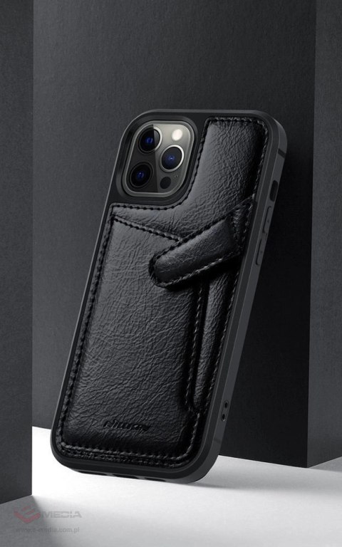 Nillkin Aoge Leather Case elastyczne pancerne etui z prawdziwej skóry z kieszonką iPhone 12 mini brązowy