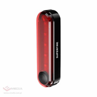 Tylna lampka rowerowa Superfire BTL01, USB, 230mAh