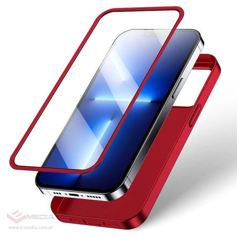 Joyroom 360 Full Case etui pokrowiec do iPhone 13 Pro Max obudowa na tył i przód + szkło hartowane czerwony (JR-BP928 red)