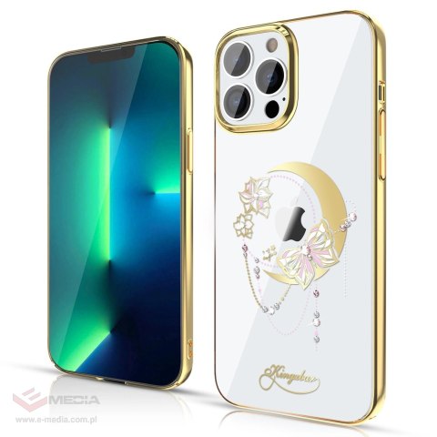 Kingxbar Moon Series luksusowe etui z Kryształami Swarovskiego na iPhone 13 Pro złoty (Butterfly)