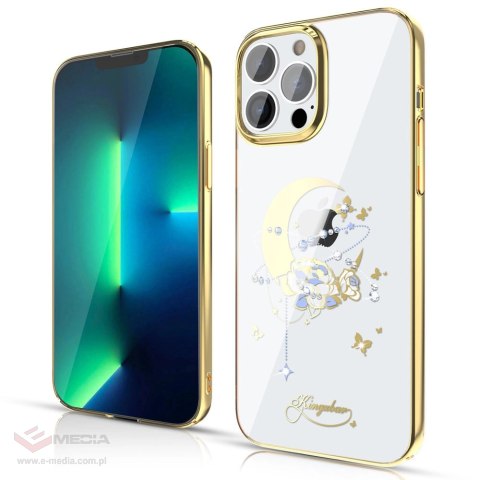 Kingxbar Moon Series luksusowe etui z Kryształami Swarovskiego na iPhone 13 Pro złoty (Flower)