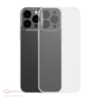 Baseus Frosted Glass Case etui pokrowiec do iPhone 13 Pro Max sztywna obudowa z żelową ramką przezroczysty (ARWS000802)