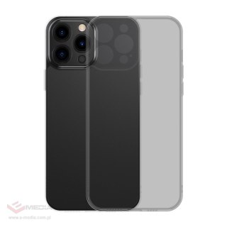 Baseus Frosted Glass Case etui pokrowiec do iPhone 13 Pro sztywna obudowa z żelową ramką czarny (ARWS001001)