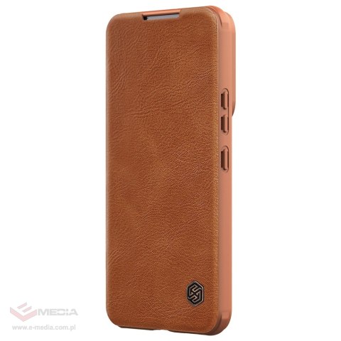 Nillkin Qin Leather Pro Case etui do Samsung Galaxy S22+ (S22 Plus) osłona na aparat kabura pokrowiec obudowa z klapką brązowy