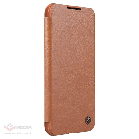 Nillkin Qin Leather Pro Case etui do Samsung Galaxy S22+ (S22 Plus) osłona na aparat kabura pokrowiec obudowa z klapką brązowy