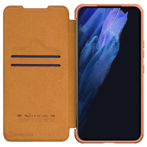 Nillkin Qin Leather Pro Case etui do Samsung Galaxy S22+ (S22 Plus) osłona na aparat kabura pokrowiec obudowa z klapką brązowy