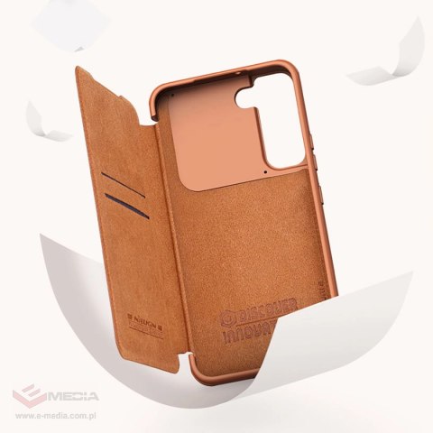 Nillkin Qin Leather Pro Case etui do Samsung Galaxy S22+ (S22 Plus) osłona na aparat kabura pokrowiec obudowa z klapką brązowy