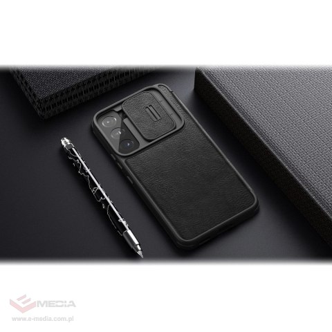 Nillkin Qin Leather Pro Case etui do Samsung Galaxy S22+ (S22 Plus) osłona na aparat kabura pokrowiec obudowa z klapką brązowy