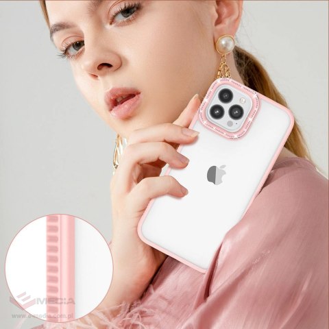 Kingxbar Sparkle Series etui iPhone 13 Pro Max z kryształami obudowa pokrowiec na tył plecki różowy