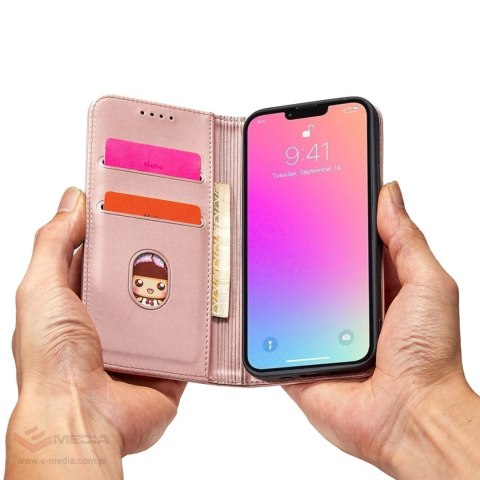 Magnet Card Case etui iPhone 14 Plus pokrowiec z klapką portfel podstawka różowe