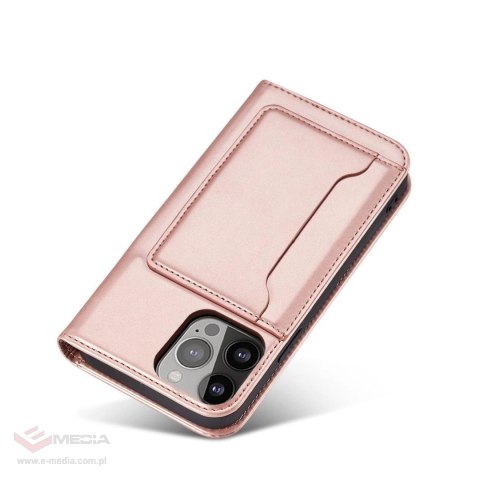 Magnet Card Case etui iPhone 14 Plus pokrowiec z klapką portfel podstawka różowe