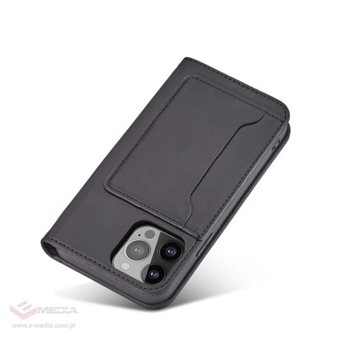 Magnet Card Case etui iPhone 14 Pro Max pokrowiec z klapką portfel podstawka czarne