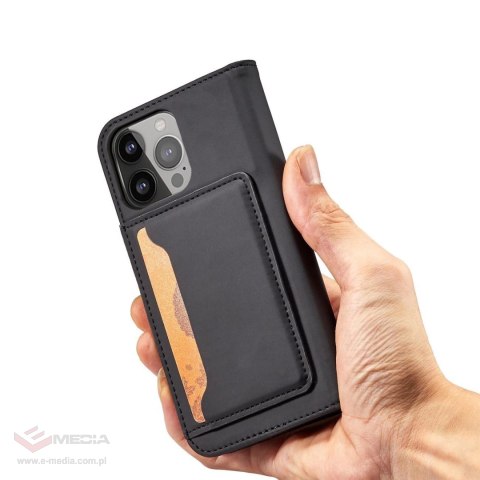 Magnet Card Case etui iPhone 14 Pro Max pokrowiec z klapką portfel podstawka czarne