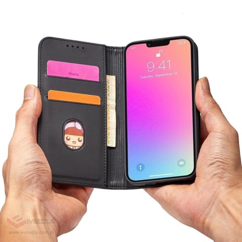 Magnet Card Case etui iPhone 14 Pro Max pokrowiec z klapką portfel podstawka czarne