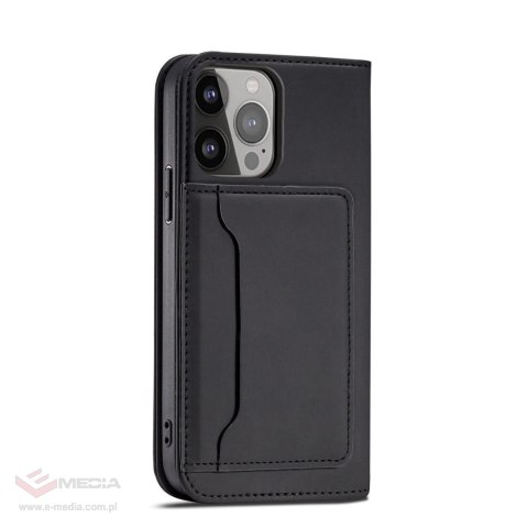 Magnet Card Case etui iPhone 14 Pro Max pokrowiec z klapką portfel podstawka czarne