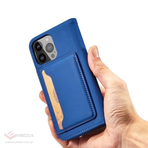 Magnet Card Case etui iPhone 14 Pro Max pokrowiec z klapką portfel podstawka niebieskie