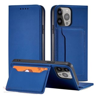 Magnet Card Case etui iPhone 14 Pro pokrowiec z klapką portfel podstawka niebieskie